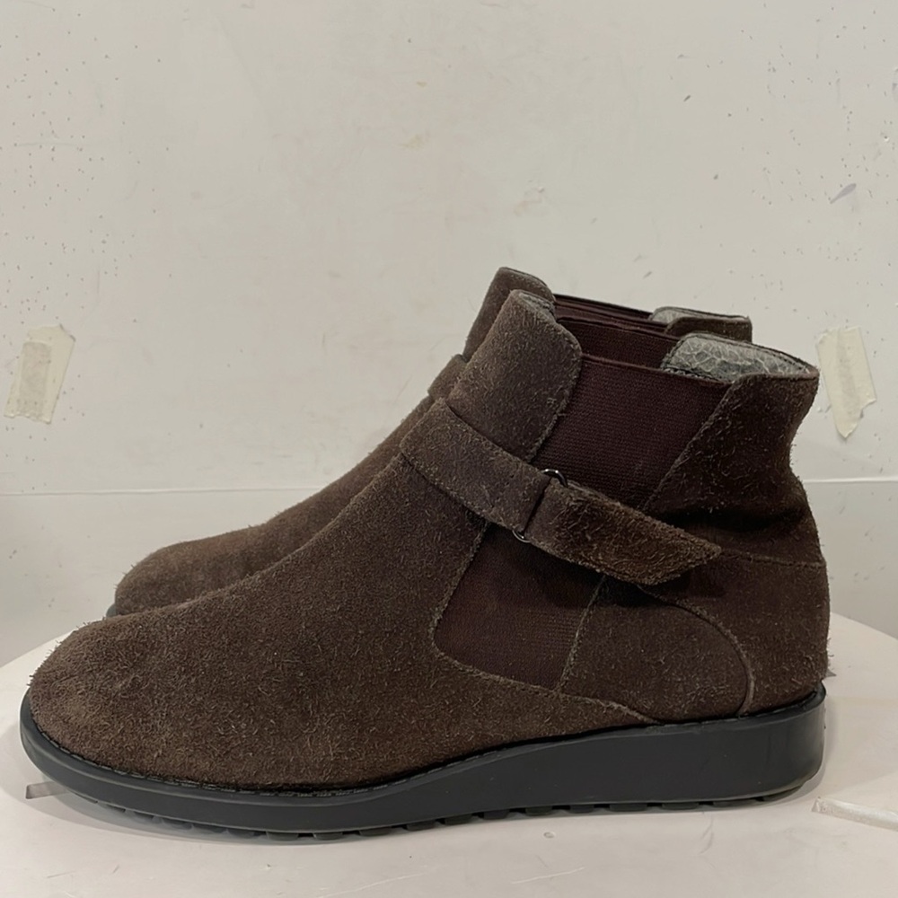 KEDS Womens Genuine Suede Ankle‎ Boot Brown Sz 8.5 Buckle Pull On